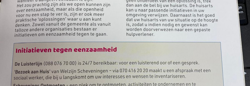 Initiatieven tegen eenzaamheid van Haagsche-Zin in het magazine van Respect